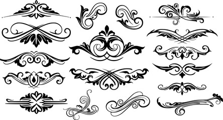 Ornate Vector Flourishes Set. Elegant Vintage Swirls, Decorative Dividers  Borders. Calligraphic Design Elements Collection for Invitations, Certificates  Graphic Projects.