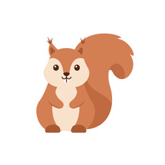Cartoon Squirrel with Bushy Tail and Stylized Facial Features.