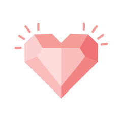 Geometric Heart-Shaped Gemstone Radiating Light and Love Symbolism.