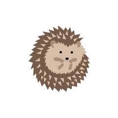 Adorable Cartoon Hedgehog with Spikes and Playful Paws Upward.