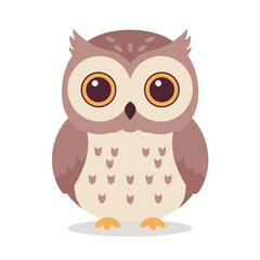 Cartoon Owl with Large Eyes and Detailed Feather Pattern.