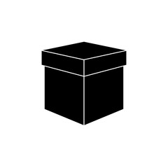 Simple Solid Black Gift Box Illustration.