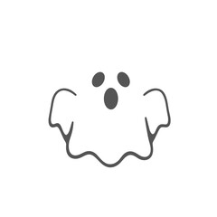 Simple Ghost Illustration with Three Eyes and Open Mouth Expression.