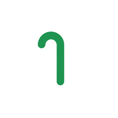 Simple Green Candy Cane Shaped Icon.