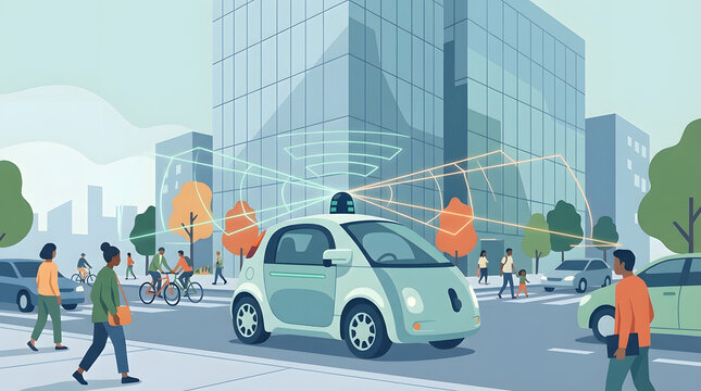 Autonomous Vehicle with Safety Sensors Active.