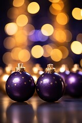 Obraz premium Close-up of Two Purple Christmas Ornaments with Sparkles