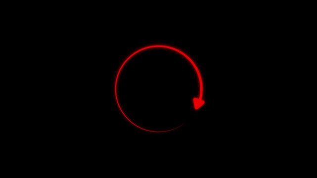 Circle arrow refresh and reload icon animation with loading progress. black background loading bar 4k video