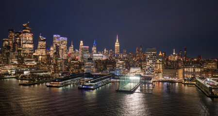 Obraz premium New York City landscape skyscrapers. New York skyline with Manhattan Tower. New York night skyline. New York landscape.