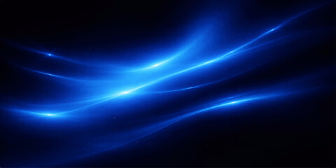 Abstract blue glow: A captivating abstract composition showcasing radiant streaks of electric blue light gracefully interwoven against a dark background. © FANUSH