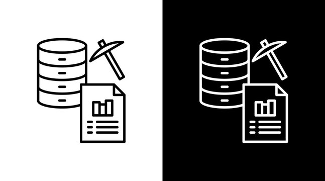 Data Mining Outline White Icon Set Design