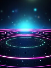 Glowing Circles in Futuristic Digital Space