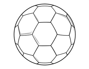 Fototapeta premium A simple, black and white illustration of a standard soccer ball, showcasing its geometric design and typical panel arrangement