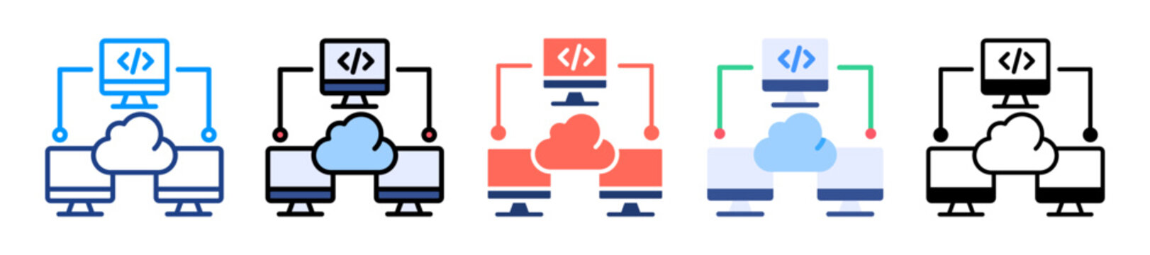Distributed Computing Icon Sheet Multiple Style Collection 