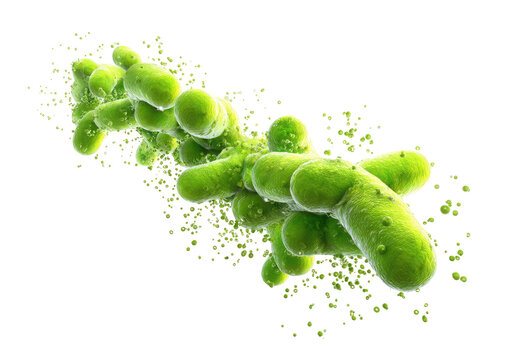 Digitally rendered microscopic view of rod-shaped bacterium cells