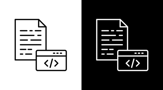 Source Code Outline White Icon Set Design