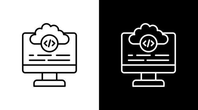 Cloud Programming Outline White Icon Set Design
