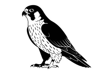 Obraz premium A black and white illustration of a bird of prey facing left It has sharp talons