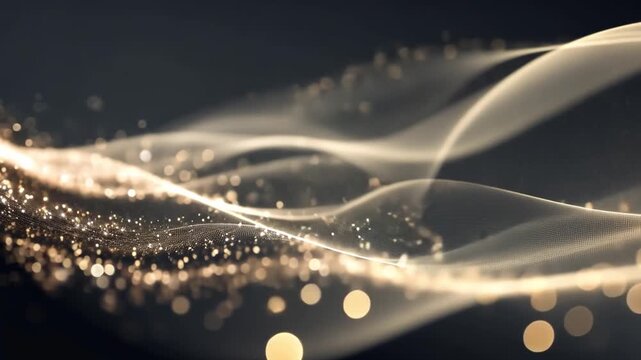 Elegant golden waves with shimmering bokeh background effect