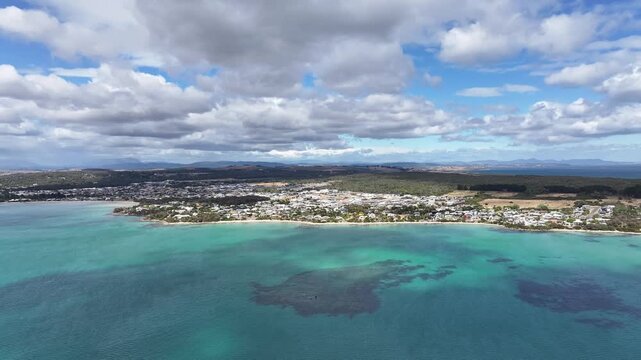 Aerial footage of Port Sorell Tasmania Australia