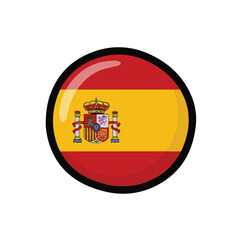 Fototapeta premium Circular emblem displaying the Spanish national flag with coat of arms in the center, symbolizing Spain's rich history and culture