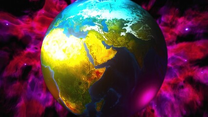 Planet Earth with nebula © turbomotion046