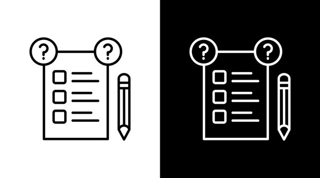 Answer Sheet Outline White Icon Set Design