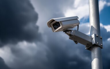 High Mounted Surveillance Camera on Steel Pole