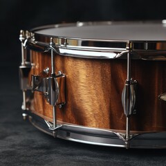 Close-up of a beautifully crafted snare drum.