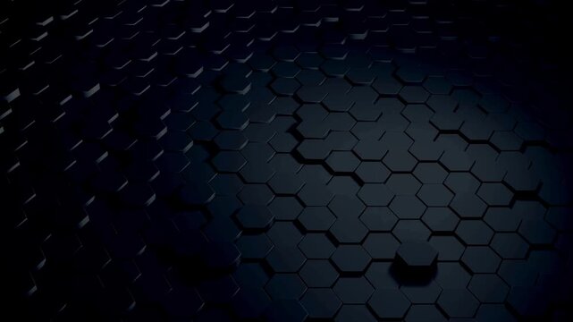 Moving hexagons and opening light on background backdrop. Simple elegant universal minimal 3d wallpaper BG abstract geometric hexagonal