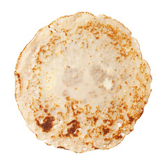 Fried round pancake isolated on white background