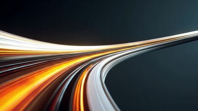 Dynamic Light Trails in Motion with Abstract Curved Design