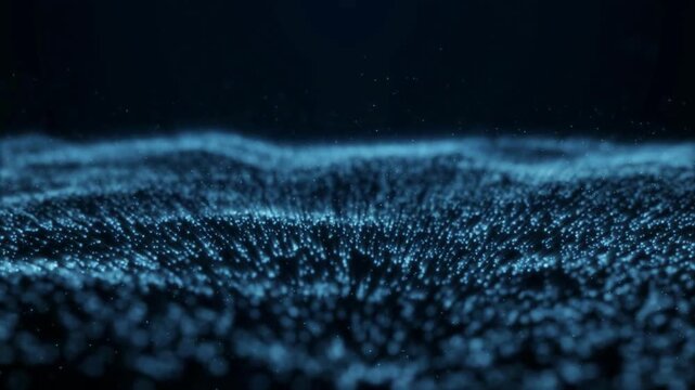 Abstract digital particle background. Futuristic wave of dots and blue weave lines Digital technology 3d rendering