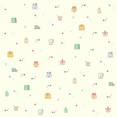 Fototapeta premium Vector illustration of a cute Sales and shopping Pictograms icon. Collection of buy, packaging, cart, qr code, bag, retail, gift and other elements.
