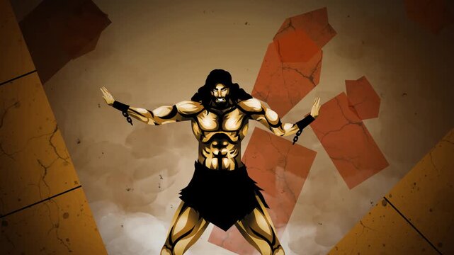 samson toppling the temple pillars