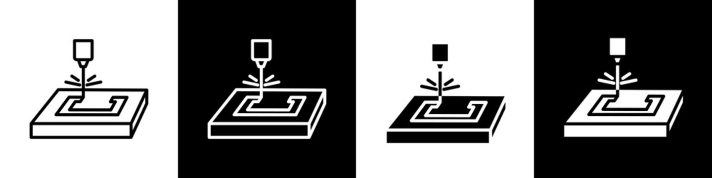 Laser machine black and white icon design concept