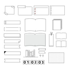 本やメモ帳のイラスト素材セット
