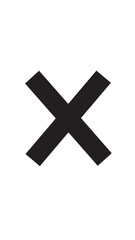 Obraz premium Minimalist black X cross symbol on a plain white background.
