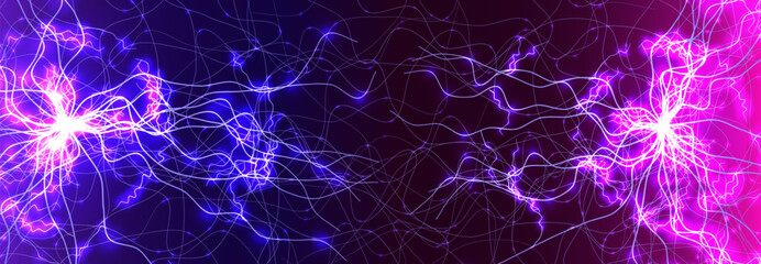 Neural Networking Science Technology Scientific Research. Biotech AI Big Data Learning. Hacker Attack Cyber Security Biohacking. Fertilisation BG. Cosmic Space Universe Big Bang. Vector Illustration © artyway