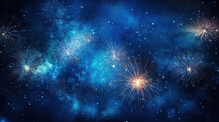 Fototapeta premium Vibrant Blue Space Scene with Radiating Starbursts
