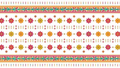 メキシコの民俗芸術スタイルで明るい色の幾何学模様のシンプルな壁紙パターン