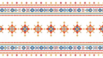 メキシコの民俗芸術スタイルで明るい色の幾何学模様のシンプルな壁紙パターン