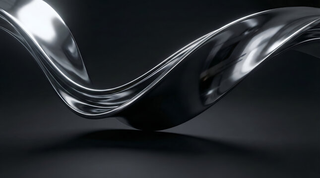 Ultra Polished Chrome Wave Ribbon Dark Luxury Futuristic Tech Background