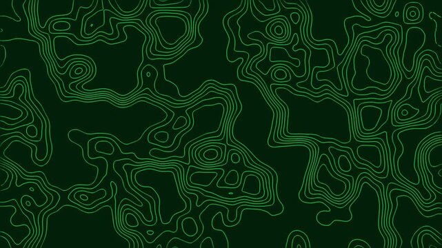 Green topographic contour map with faint lines for geography textbooks, educational presentations, cartography projects, and environmental reports.