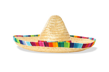 Fototapeta premium Brightly colored traditional sombrero for celebration, isolated, PNG