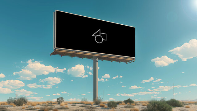 Desert Sky Billboard Mockup 1 &ndash; Outdoor Advertising Display in Dramatic Landscape, Large Roadside Poster Showcase, Cinematic Branding Presentation Template