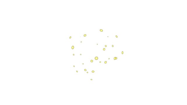 Golden glowing square bokeh particles flying and falling isolated on transparent luxury light effect