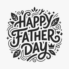 Fototapeta premium Vibrant hand-drawn Happy Father's Day lettering with decorative elements.