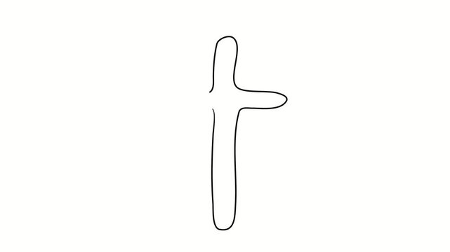 Cross, religion, faith. Contour drawing, silhouett animation. Continuous line. Isolated on white. Video 4k object illustration self-drawing. Object construction. Minimalist continuous line drawing sil