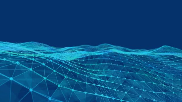 Abstract seamless loop of mesh topographic glowing Crypto currency big data block chain and digital technology concept