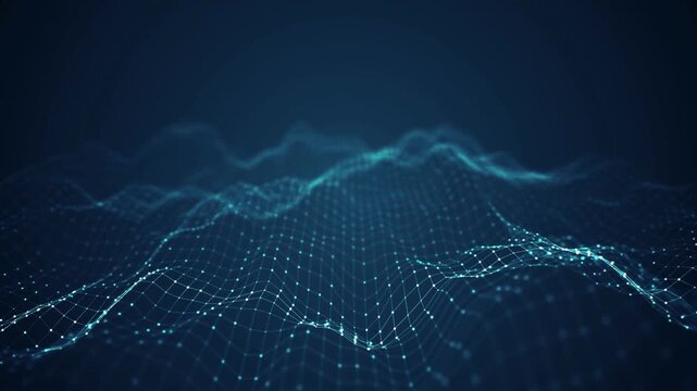 Abstract seamless loop of mesh topographic glowing Crypto currency big data block chain and digital technology concept